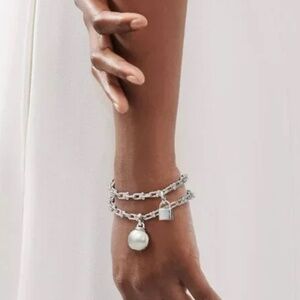 Authentic Tiffany & Co. Hardwear Link Wrap Ball Padlock Bracelet Silver